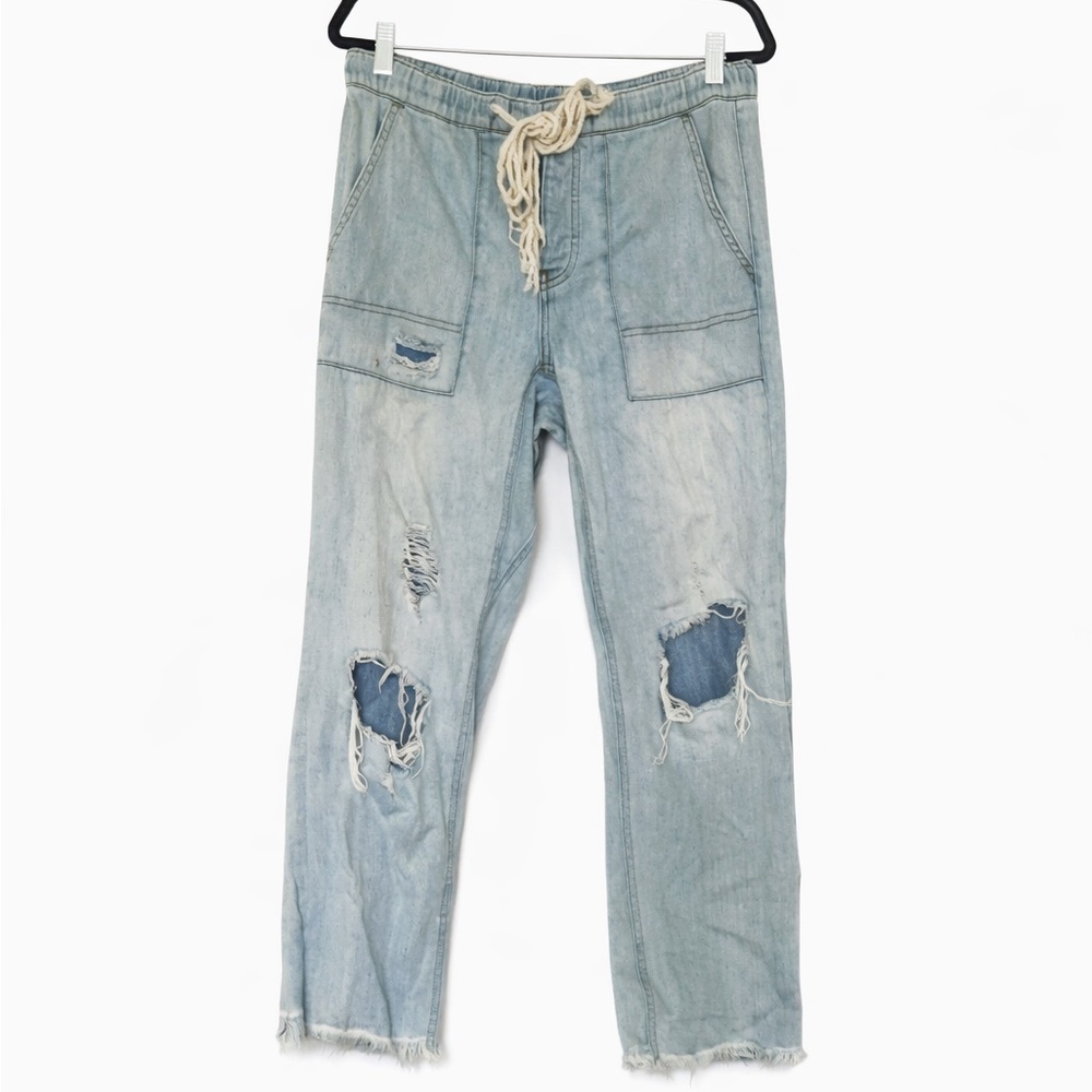 Free People Light Blue Distressed Ankle Jeans
